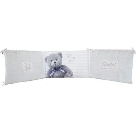 DOMIVA Tour de lit Little Bear - Microfibre 100% Polyester - Adaptable - Gris - 40 x 180 cm