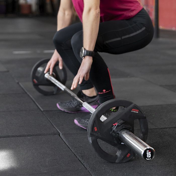 Pack musculation KITBAR-150 haltère olympique 15kg, 2 fixations, charge max. 230kg, barre diamètre 5cm - FITFIU Fitness