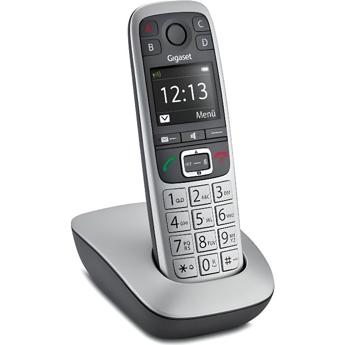 Gigaset E560, Téléphone DECT, Combiné sans fil, Haut-parleur, 150 entrées, Identification de l'appelant, Noir, Argent