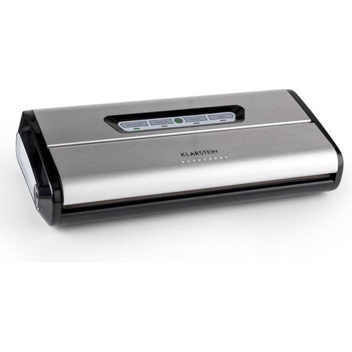 Klarstein Foodlocker - Appareil de mise sous vide en acier pour la conservation des aliments (0,8bar, 16 l/min, 10 sachets inclus)