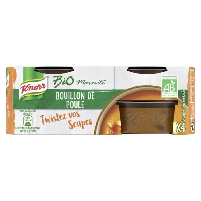KNORR Bouillon marmite saveur poule Bio la boite de 6 cubes - 104g