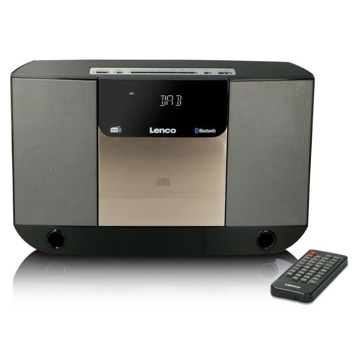 Chaîne Hi-Fi avec lecteur CD, radio DAB+/FM et Bluetooth Lenco DAR-045BK Noir-Argent