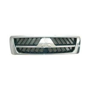 Grille calandre centrale supérieure pour MITSUBISHI PAJERO III phase 2, 2003-2006, noire et chromée, Neuve.