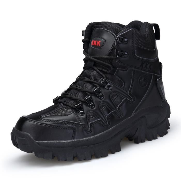 Bottes Cuir Noir Patrouille Combat Armée Tactique Recrues Police Militaire