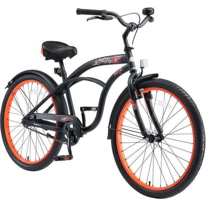 BIKESTAR | Vélo pour enfants | 24 pouces | pour garçons et filles de 10-13 ans | Edition Cruiser | Noir