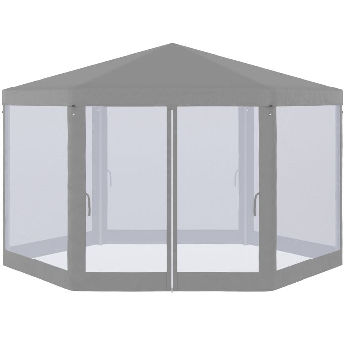 Tonnelle barnum tente de réception hexagonale style cosy métal polyester imperméabilisé surface env. 10 m² gris