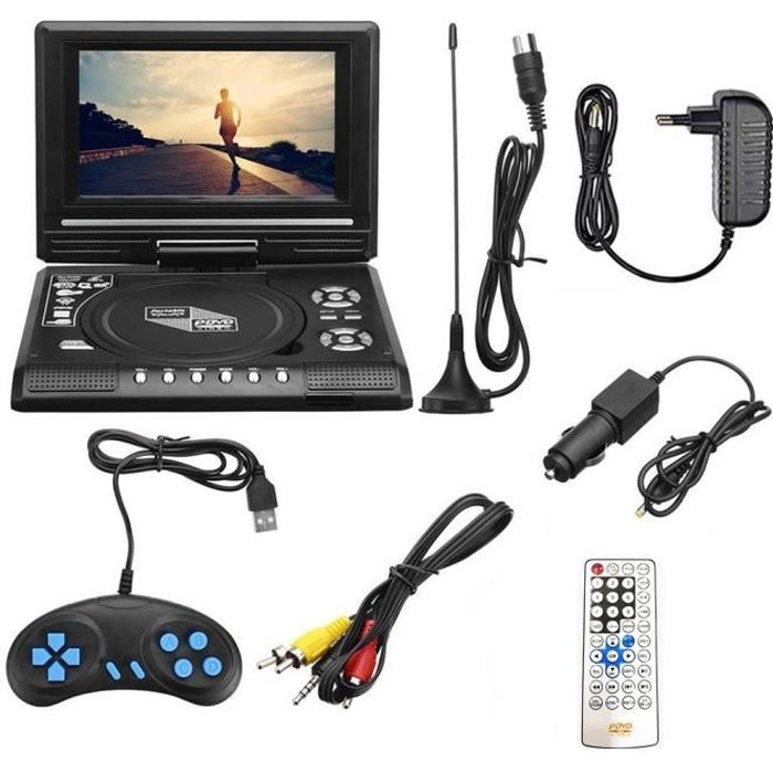 Téléviseur multifonction - FM - USB - 7,8 pouces HD TV Lecteur DVD portable Lecteur CD portable HD Lecteur multimédia, noir
