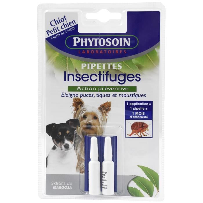 PHYTOSOIN Pipettes insectifuges - Pour petit chien - Lot de 2