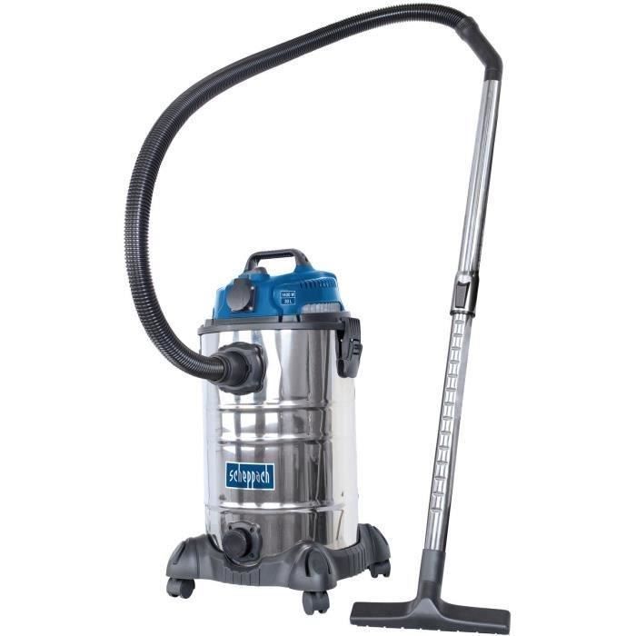 SCHEPPACH Aspirateur eau et poussière 30L 1400W avec prise synchrone 200W + une brosse combinée, un suceur plat, un filtre mousse,