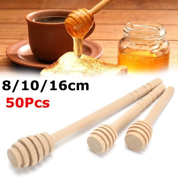 TEMPSA 50X Bâton à Miel Cuillère Stick Honey Bois Louche Mélange Café Remuer 8CM