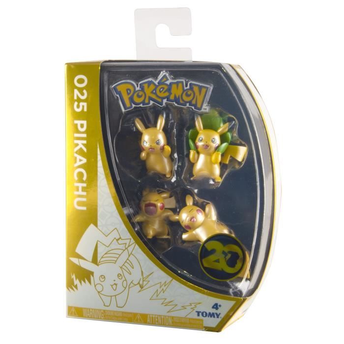 TOMY T18727 - Coffret exclusif - 20 ans - 4 figurines de Pikachu