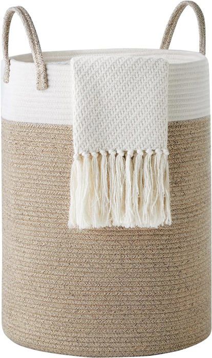 Corbeille à Linge en Coton Tissé D40 x H25 CM Panier de Rangement en