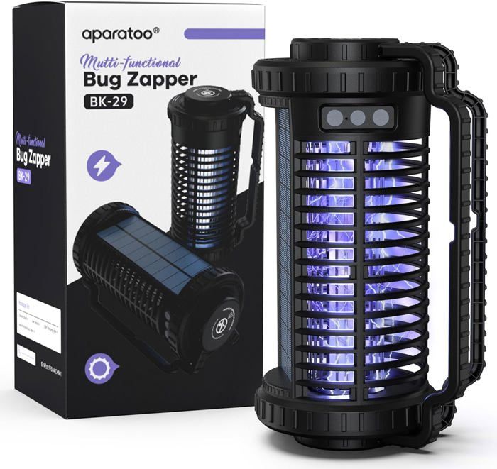 Lampe Anti-moustiques Solaire Et USB - 4200V, Couverture 500 M² - Étanche IP66 - Avec Crochet Suspendu - 5