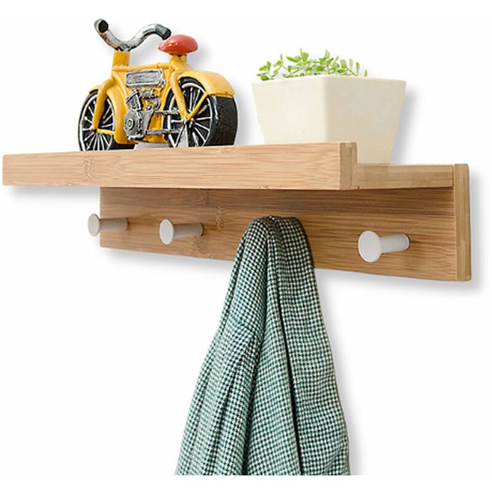 Porte-manteau mural - YYV - Bois massif - Couleurs multiples - 4 crochets - Design contemporain