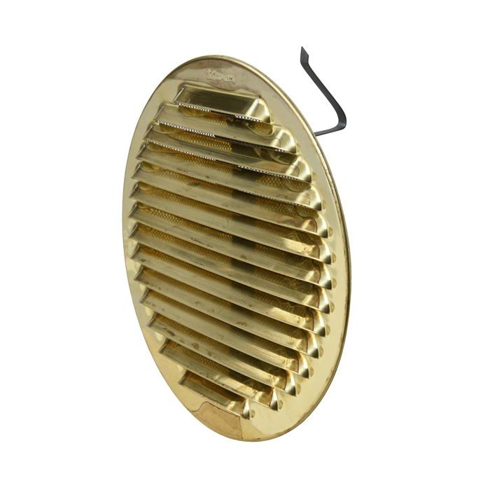 Ancienne Bouche D'aération Murale En Laiton - 14 Cm Extérieur / 12 Cm Intérieur - Pour Maison Ou Roulotte