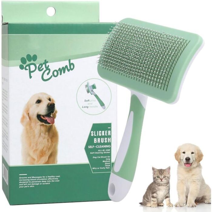 Comparer les prix de Brosse Autonettoyante pour Chat et Chien limination des Poils Morts en Un Clic Vert couleurs multiples LARGEIGHT