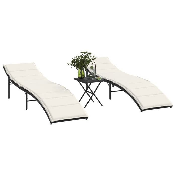 vidaXL Chaises longues et Table Lot de 2 - vue 5