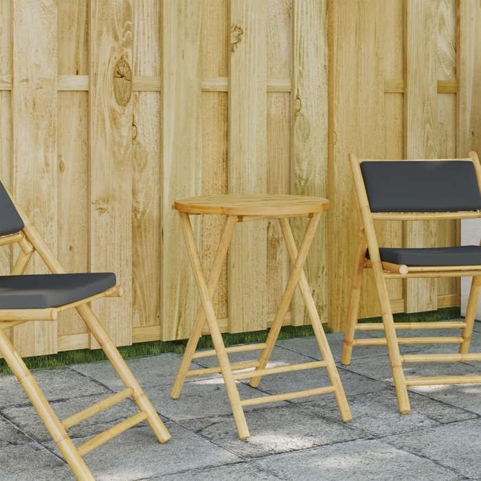 vidaXL Table de jardin pliable Ø55x75 cm bambou table de jardin en bambou table de patio meuble d’extérieur table 365881