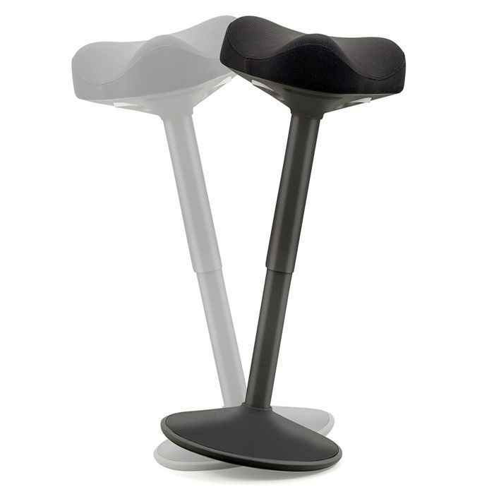 Tabouret Ergonomique à Bascule pour le Bureau Base Bombée Antidérapante Hauteur réglable Assise confortable forme selle - Noir