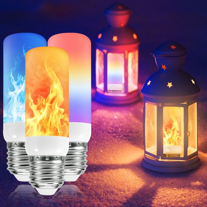 6Pcs Ampoule à Flamme LED E14 Effet de Lumière Scintillante 5W 3 Modes Déclairage Lampes Décoratives pour Jardin Noël - Jaune