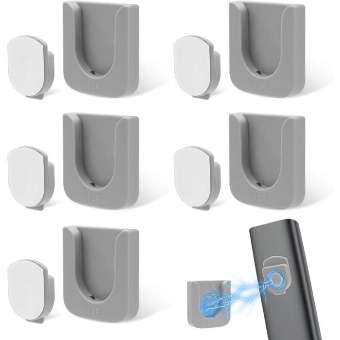 Lot De 2 Supports Télécommande Muraux Magnétiques Avec Cordons à Ressort - Fixation Adhésive Solide Et Pratique