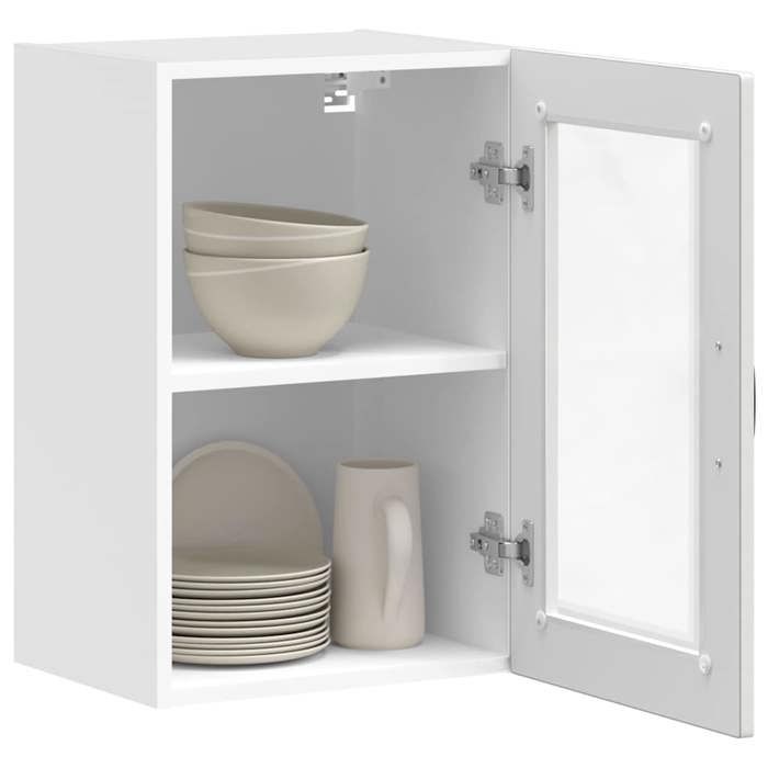 Promotion mai * Armoire murale - Meuble de rangement - de cuisine avec porte en verre Porto blanc EU8879854007