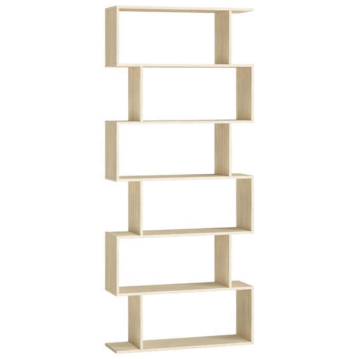 Bibliothèque Étagère à 6 Niveaux 24 x 70 x 1916 cm Meuble de rangement Cloison Séparateur Moderne Beige Naturel