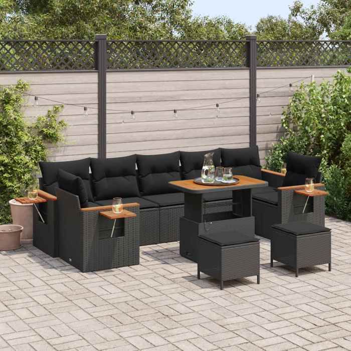 vidaXL Ensemble de canapé de jardin et Crème 80 x 80 x 71 cm - vue 8