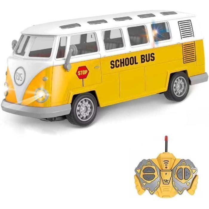 Train Enfant Bus Scolaire Télécommandé 1/30 - Porte Ouvrable - Éclairage - Pour Enfants 3 Ans Et