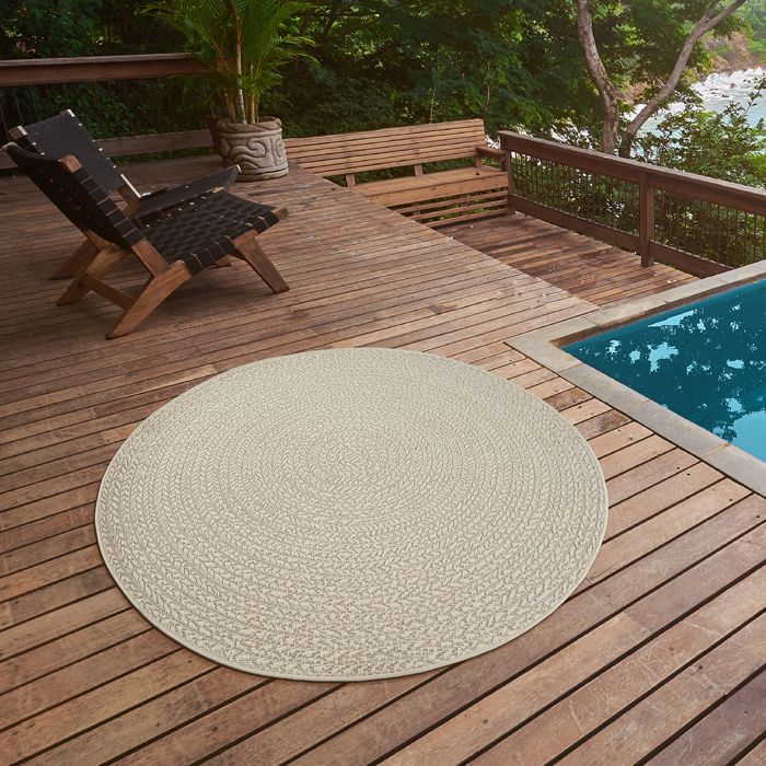 the carpet Kansas Tapis dintérieur et dextérieur de aspect jute résistant aux intempéries Crème 80 x 80 cm (5004)