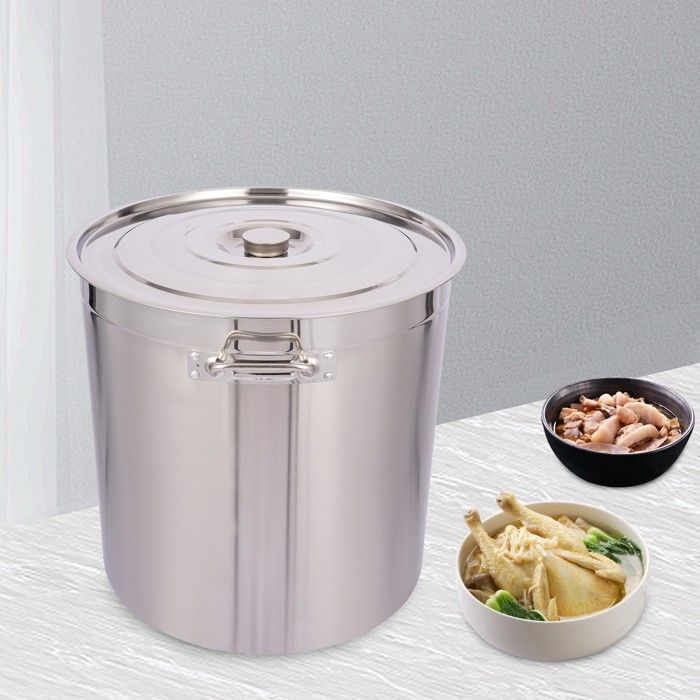 Pot à Soupe en Acier Inoxydable - 98L - Faitout Profonde de Grande Capacité - Marmite - Casserole de Stockage des Aliments - 08 mm