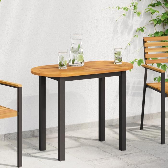 Plateau de table - Ovale - Bois massif dacacia - 90x45 cm - Finition vernie