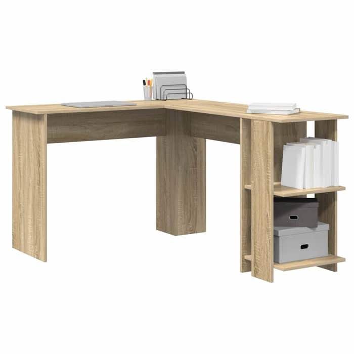Kenneth@ Bureau dangle - 1 PERSONNE - Table dordinateur - avec Rangement - Chêne sonoma 140x113.5x75 cm - LL1110