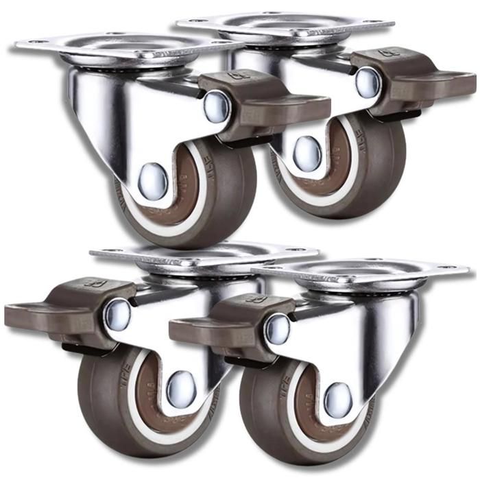 Lot de 4 roulettes pour meubles avec frein roue pivotante en caoutchouc EDIBAZZAR