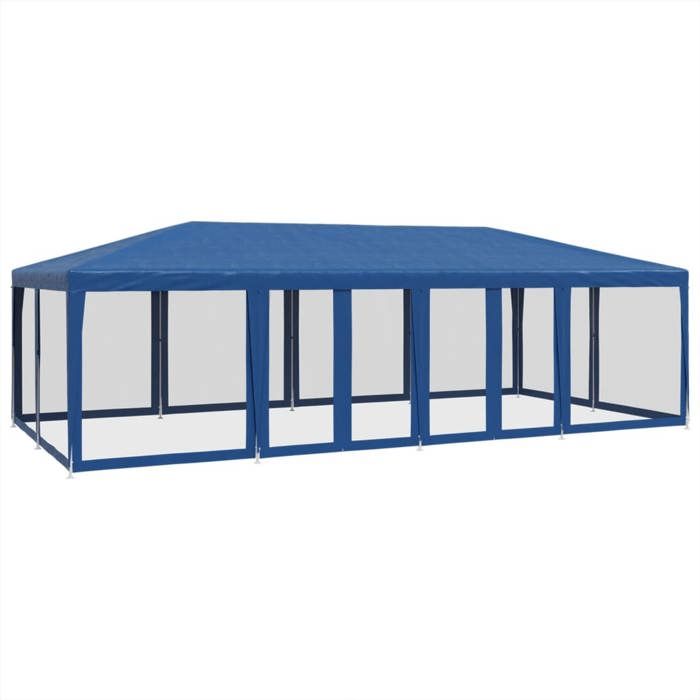 Tente de fête avec parois latérales en maille - vidaxl - 8x4 m - Bleu - PEHD - Résistance aux UV - Résistance à leau