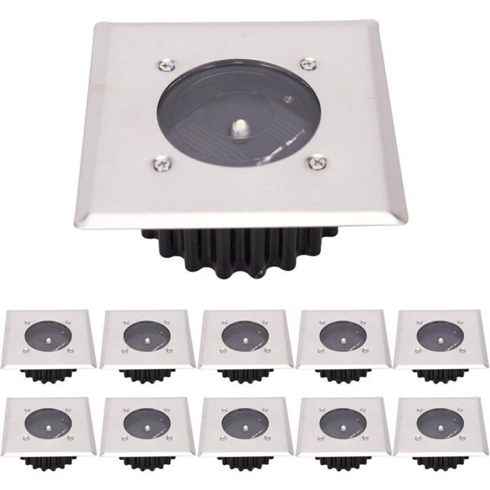 Lampe solaire LED au sol - MICH - 10 Pack - Blanc froid - Étanche IP65 - Classe énergétique A+ - 8 5x8 5x3 5 cm