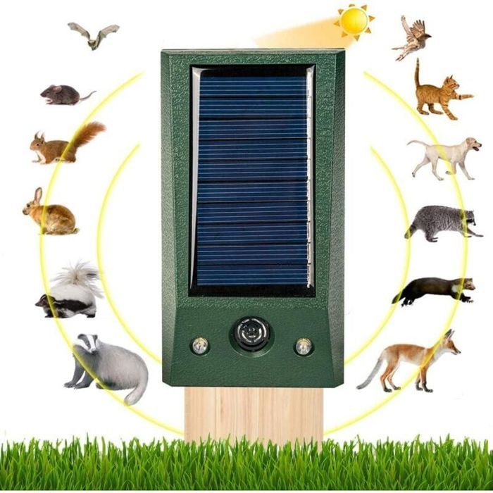 Répulsif solaire à ultrasons pour animaux efficace contre cerfs/oiseaux/lapins dans le jardin étanche