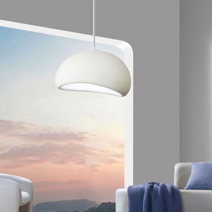 Lampe suspendue - PZCC - PZCC - Polyéthylène blanc - Forme nuage givrée - Suspension réglable