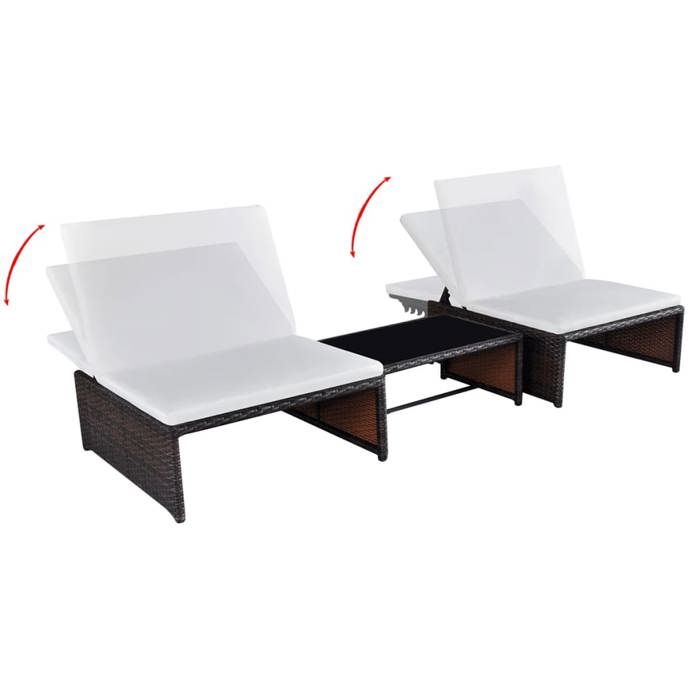 (Promo 2026)Chaises de jardin inclinables lot de 2 SHIELD Fauteuil long de piscine arrière-cour et table résine tressée 65x68x(25