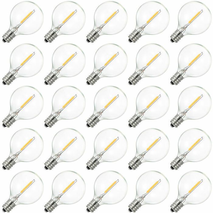 Ampoule LED G40 E12 blanc chaud 2200K-Résistante à leau IP44-06W-360°-Lot de 25 ampoules pour décoration intérieure et extérieure