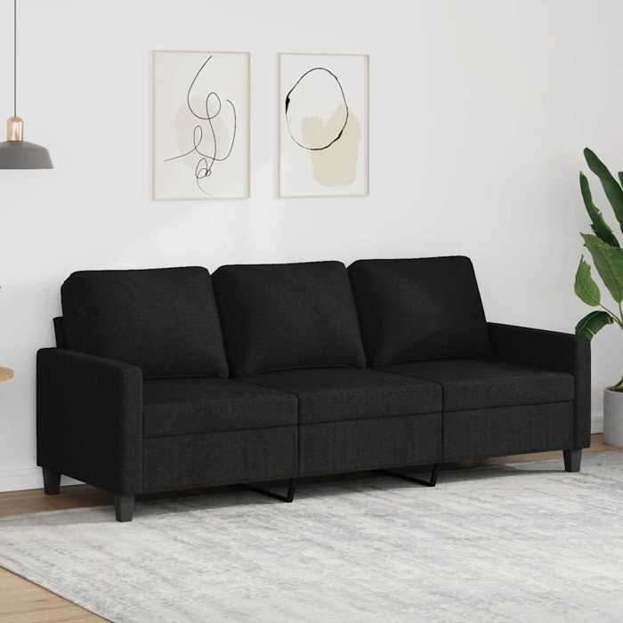 Noir Canapé à 3 places Noir 180 cm Tissu - Canapés H5905
