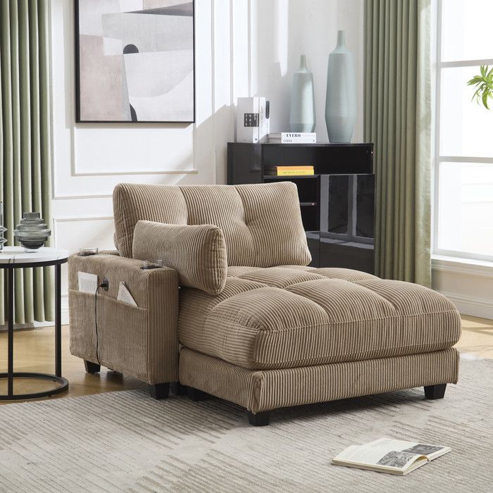 Fauteuil Palm accoudoirs avec coussins roulés appuie-tête trois tasses et une poche latérale convient au salon