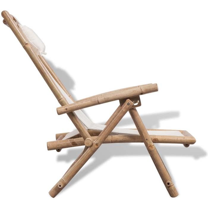 Mode Chaise de terrasse CHEZ YIYI Fauteuil de relaxation élégant 1PERSONNE dextérieur Bambou 62x86x(71-91)cm _75558913112