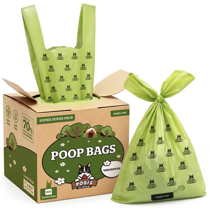 Sacs à crottes pour Chiens avec poignées – étanches Grands sans Parfum – 900 Sacs
