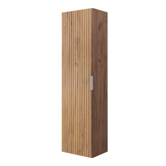 Colonne de salle de bain - 3XE LIVING - Chêne Craft - 35x27x136 cm - Porte réversible - Poignée argentée
