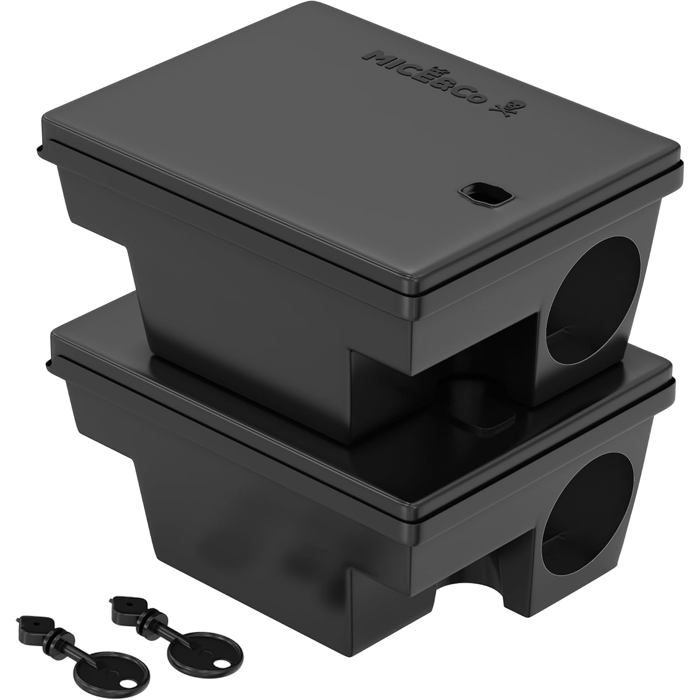 Lot De 2 Boîtes À Appât XXL Pour Rats Et Souris Stations Sécurisées Avec Clé Réutilisables Pour Intérieur Et Extérieur