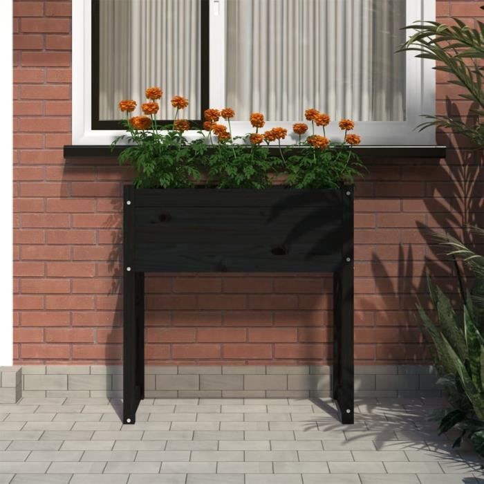 Jardini re Noir 78x40x81 cm Bois massif de pin S32278 Cdiscount