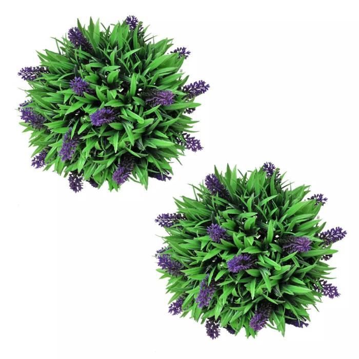 Lot De 2 Boules De Buis Artificielles HOMCOM - Diamètre 50cm - Vert - Décor Jardin, Terrasse, Intérieur - Résistantes Aux UV