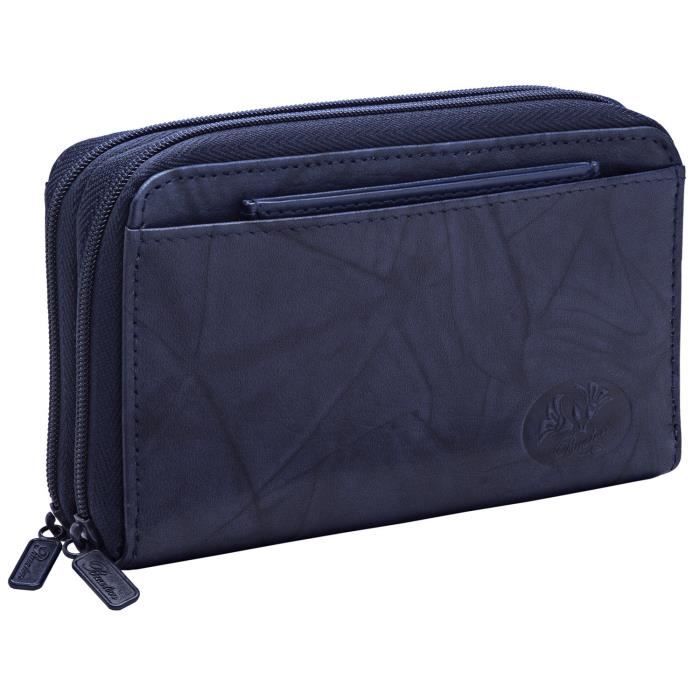U Femme Portefeuille Double Zipp/é Luxueux U RFID Blocage El/égant Clutch Grande Capacite Porte Monnaie avec Ch/équier 14 Emplacements Cartes Marron