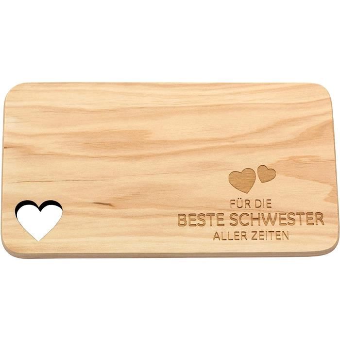 Planche à Petit-déjeuner En Bois Gravée - Cadeau Pour Grand-mère, Découpe En Cœur, Bois D'aulne Durable, Dimensions 22.5x12.5 Cm